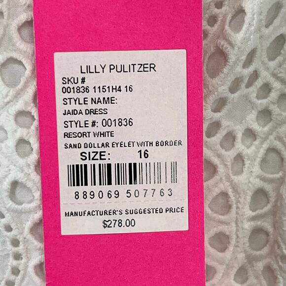Lilly Pulitzer Dress Womens 16 White Jaida Sand Dollar Eyelet Scallop Hem NWT - Picture 12 of 16